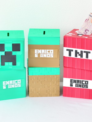 Cofrinho minecraft lembrancinha personalizada