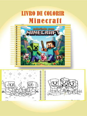 Arquivo digital livro de colorir mundo minecraft