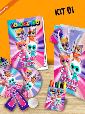 Kit completo sacolinha 01 personalizado super kitties