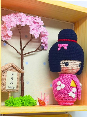 Enfeite de porta de maternidade kokeshi pink