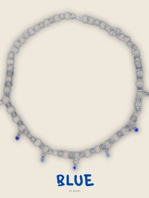 Colar - choker com pedra azuis de argola