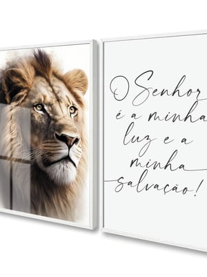 Quadro decorativo leão frases o senhor é a minha luz vidro