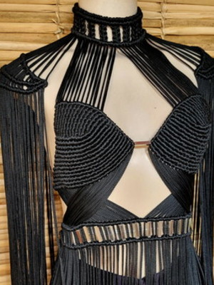 Vestido macramê frente única veste até 93cm de busto