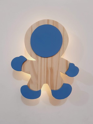 Astronauta de madeira pinus com led decoração quarto de bebe
