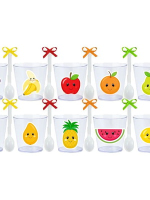 Copinhos com colherzinhas: frutinhas quitandinha