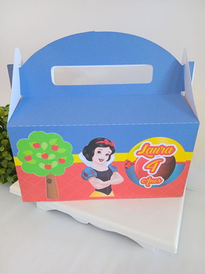 Caixa lancheira básica para festa na escola branca de neve