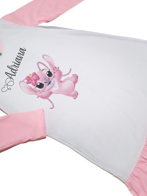 Camisola infantil manga longa babadinho stitch