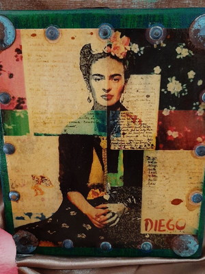 Quadro artesanal frida kahlo