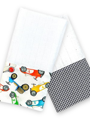 Kit 2 fraldas p. estampadas - carros e xadrez