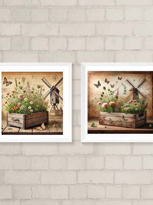 Quadros flores com vidro