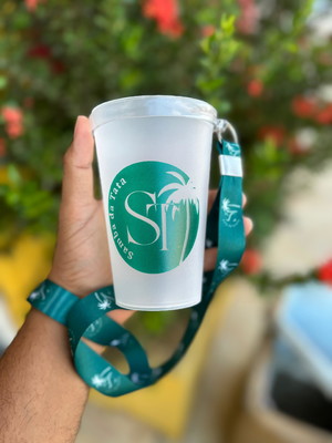 Copo ecológico com tirante personalizado kit com 20