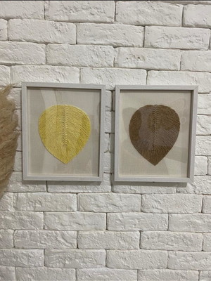 Kit com 2 quadros de madeira em macramê