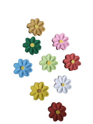 Kit com 20 flores coloridas em madeira maciça, 6,5 cm