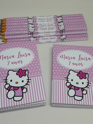 Bloquinho com lápis personalizado hello kitty