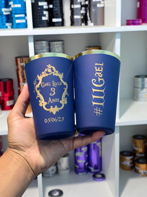 Copos acrílico twister 500ml azul fosco com borda - 15 anos