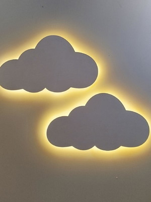 Kit luminárias nuvem led mdf quarto infantil