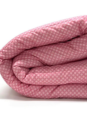 Colcha com elástico solteiro poá rosa verso off white