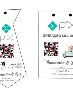 Kit gravata e plaquinha pix qr code operação lua de mel