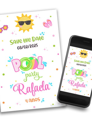 Convite save the date pool party