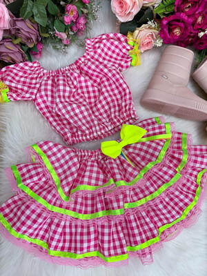 Conjunto junino feminino festa junina caipira arraiá