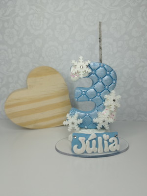 Vela de biscuit topo de bolo - frozen floco de neve