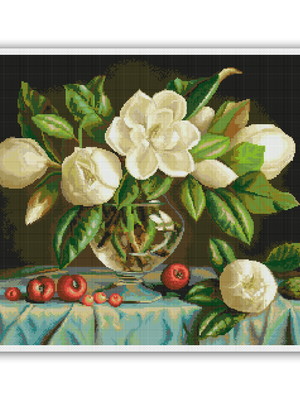 Vaso de magnólias - gráfico ponto cruz
