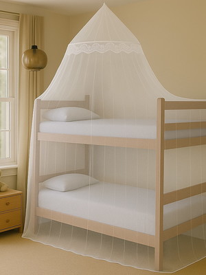 Mosquiteiro para cama beliche branco tecido volta ao mundo