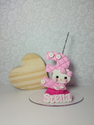 Vela de biscuit topo de bolo - hello kitty