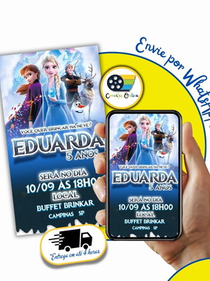 Convite frozen digital | aniversário festa infantil