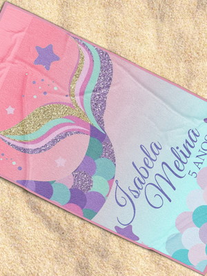 Toalha pool party sereia personalizada