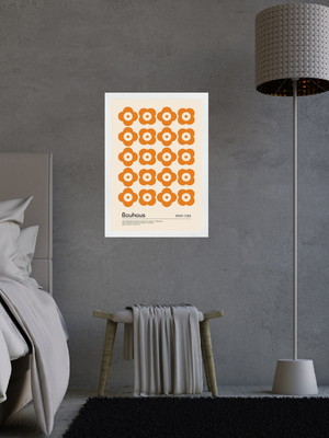 Quadro bauhaus laranja - flores