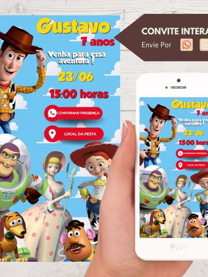 Convite interativo toy story com botão clicável