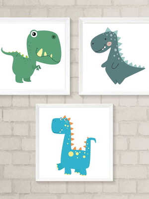 Quadros infantil dinossauros com vidro