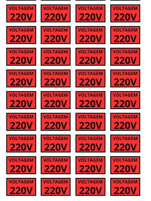 Etiquetas adesivas voltagem 300 uni tomada 110v e 220v