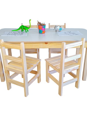 Conjunto mesa retangular com 4 cadeiras resistentes escolar