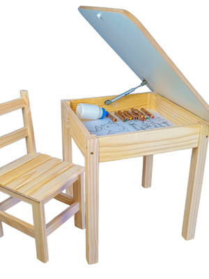 Mesa infantil didática com cadeira madeira maciça resistente