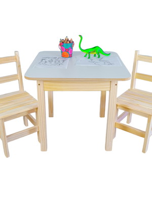 Mesinha infantil com 2 cadeiras madeira pinus menina menino