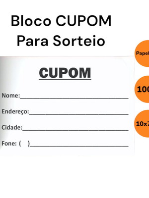 Ki 5 blocos de cupom para sorteio 100folhas 10x7