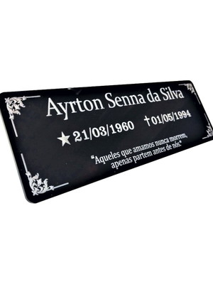 Placa lápide túmulo cemitério em acrílico personalizado