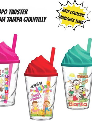 Copo twister 300ml tampa chantilly personalizado