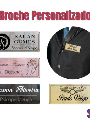 5 broches bottons em acrílico espelhado personalizado