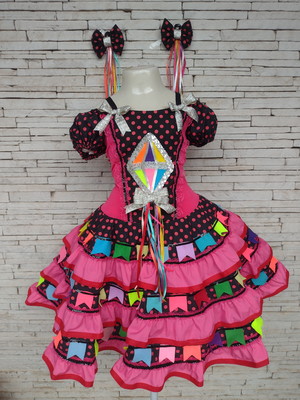 Vestido de festa junina luxo ultima peça tam 6 promoção