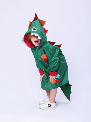 Capa de chuva fechada dinossauro verde