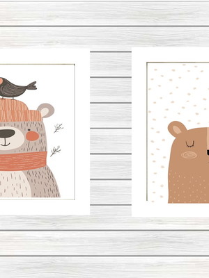 Quadros infantil ursinhos com vidro