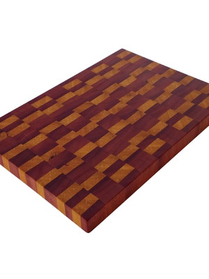 Tábua de servir em madeira maciça com marchetaria end grain