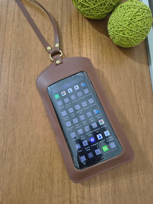 Porta celular transversal com visor