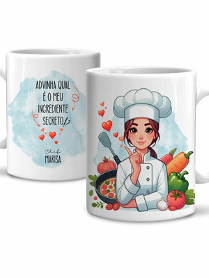 Caneca chef cozinheira personalizada com nome modelo 4