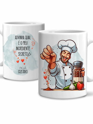 Caneca chef cozinheiro personalizada com nome modelo 4