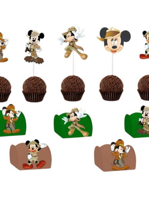 50 forminhas + 50 toppers de doce mickey safari