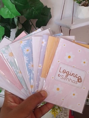 Caderno logins e senhas costurado a6